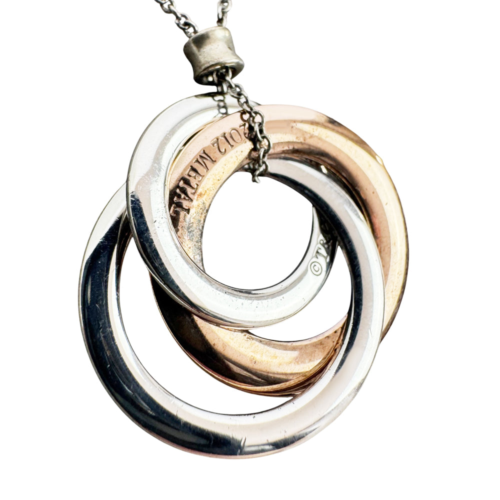 TIFFANY & CO 1837 Silver & Rubedo Interlocking Circle Necklace LHQ1813