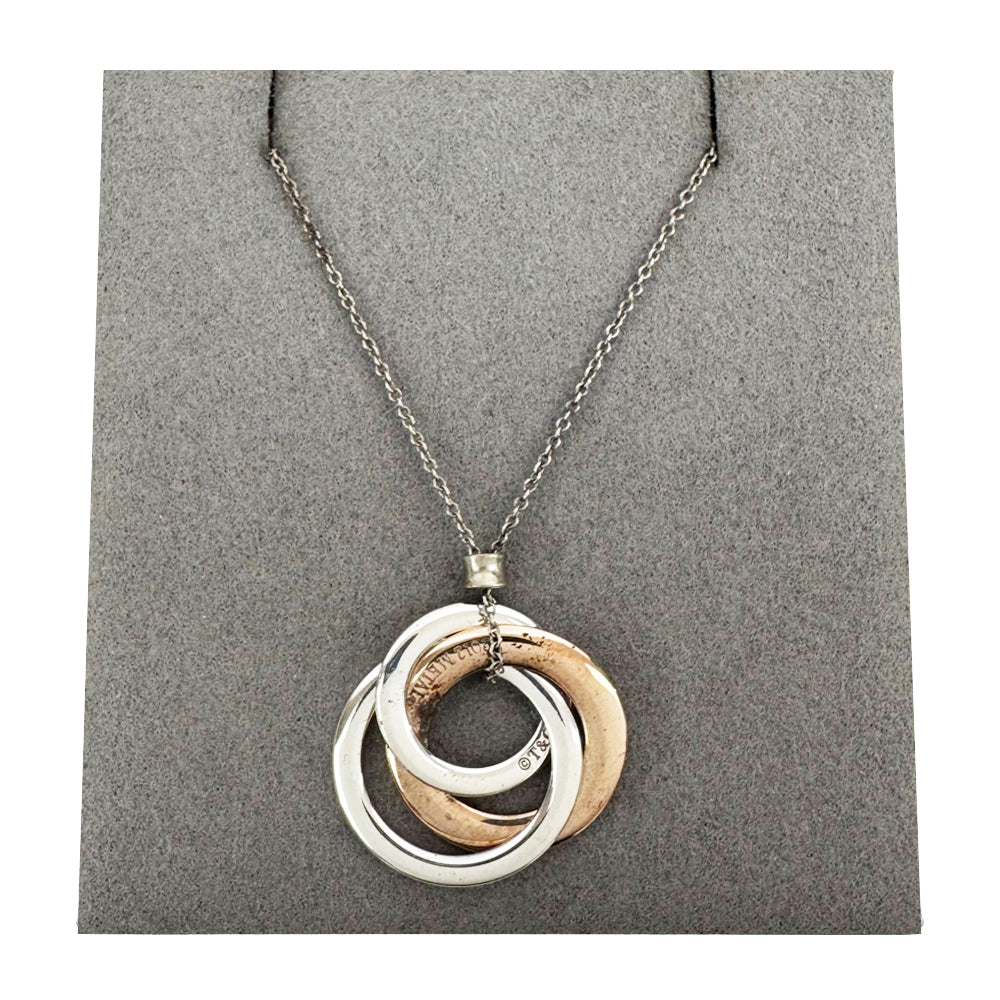 TIFFANY & CO 1837 Silver & Rubedo Interlocking Circle Necklace LHQ1813