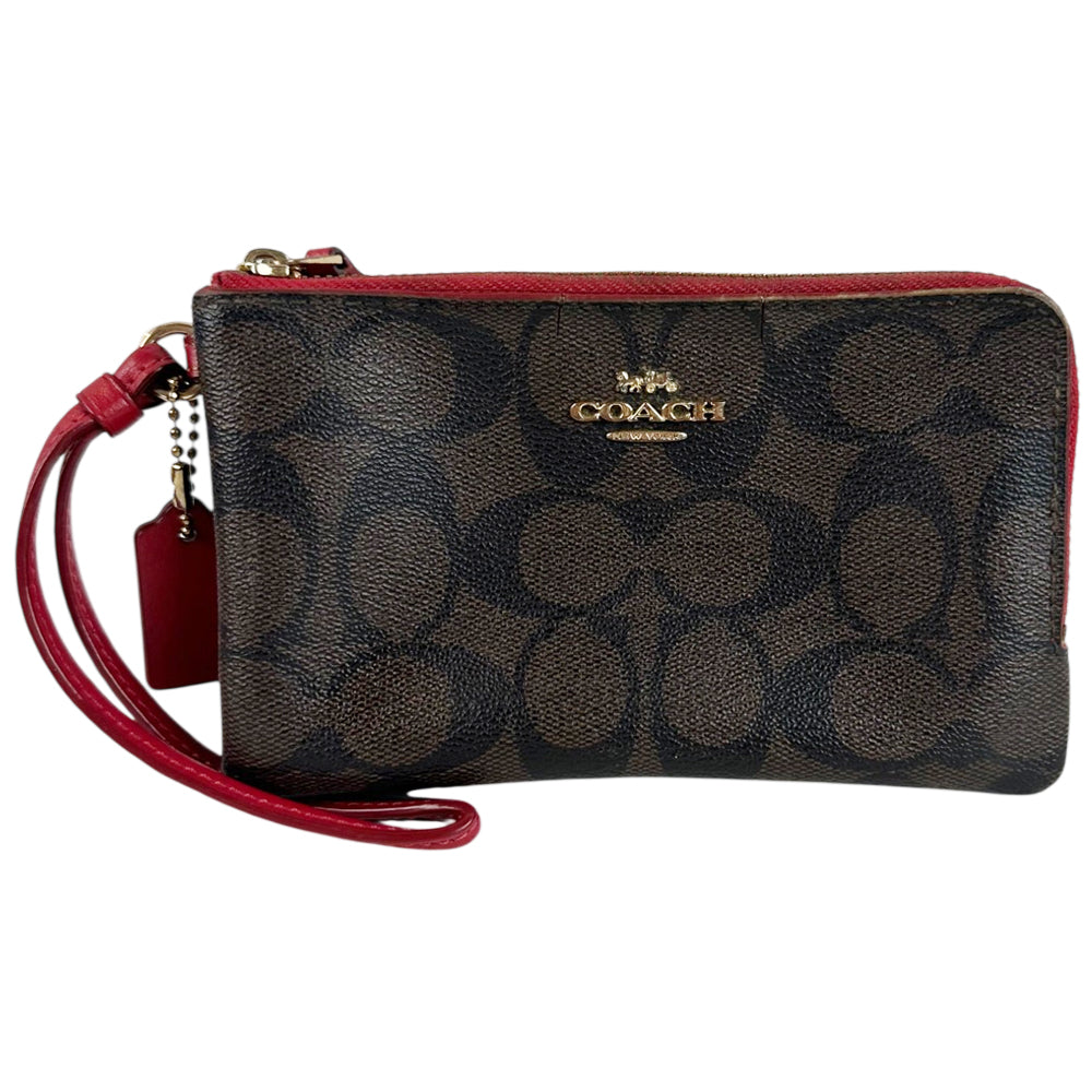 COACH Brown Signature Clutch Wristlet LHQ1820
