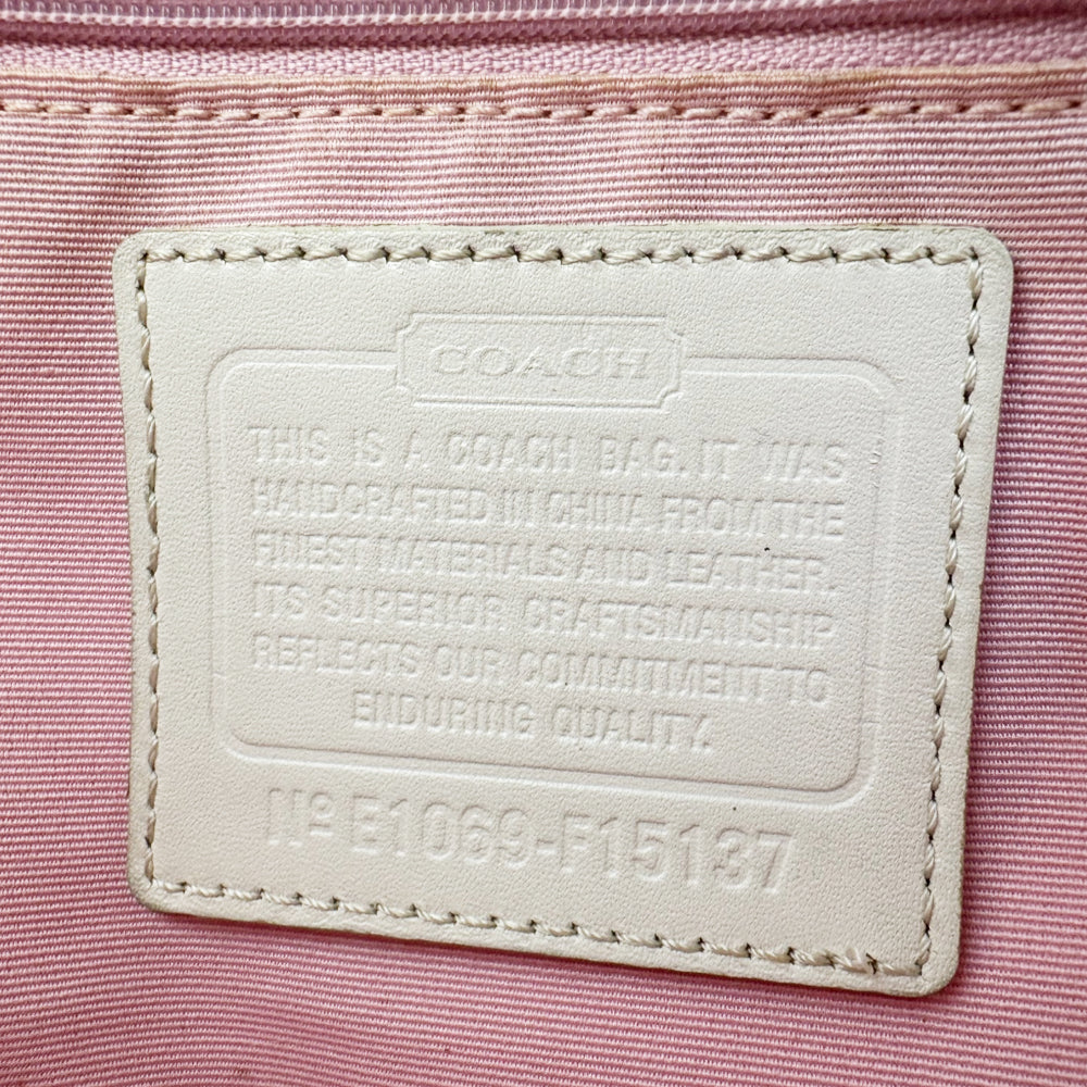 COACH Cream Signature Canvas Heritage Stripe Tote Shoulder Bag LHQ1840