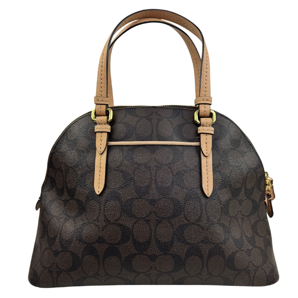 COACH Signature Peyton Brown Canvas Domed Bag LHQ1841