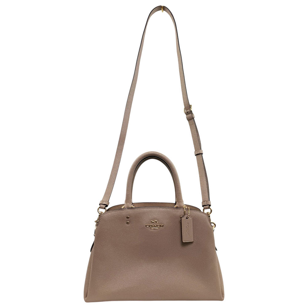 COACH Lillie Carryall Beige Leather Hand Shoulder Bag LHQ1847