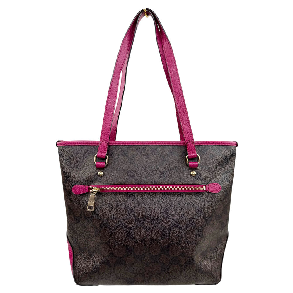 COACH Signature Canvas Brown/Pink Tote Shoulder Bag LHQ1855
