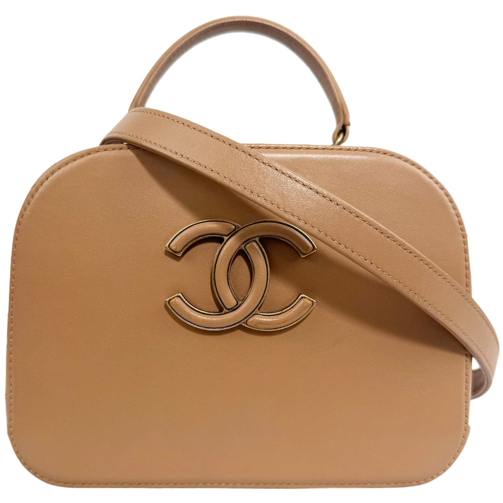 CHANEL Beige Leather CoCo Curve Vanity Shoulder Hand Bag LHQ1857