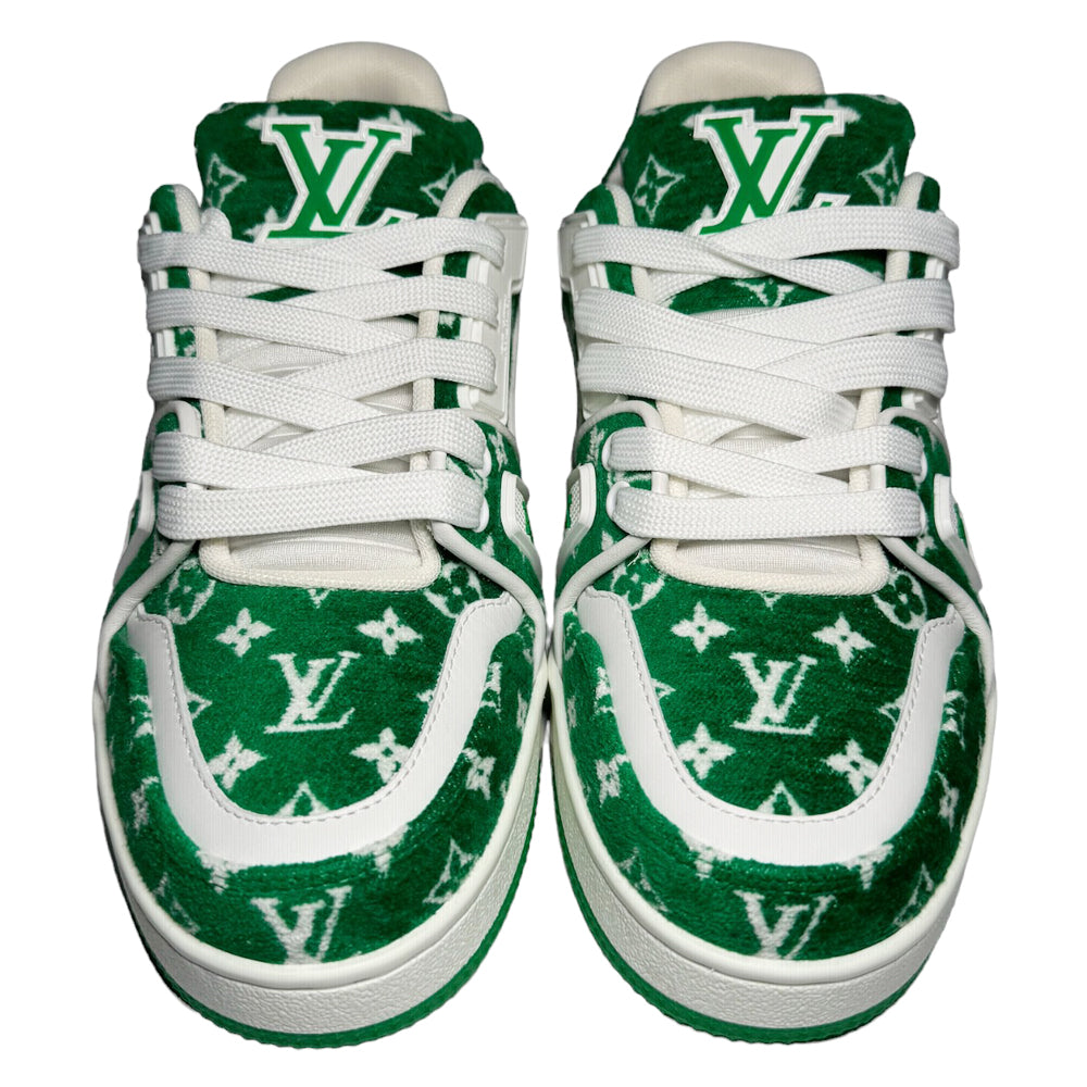 LOUIS VUITTON LV Baskets Femme Vert Blanc Taille 3 UK LHQ186