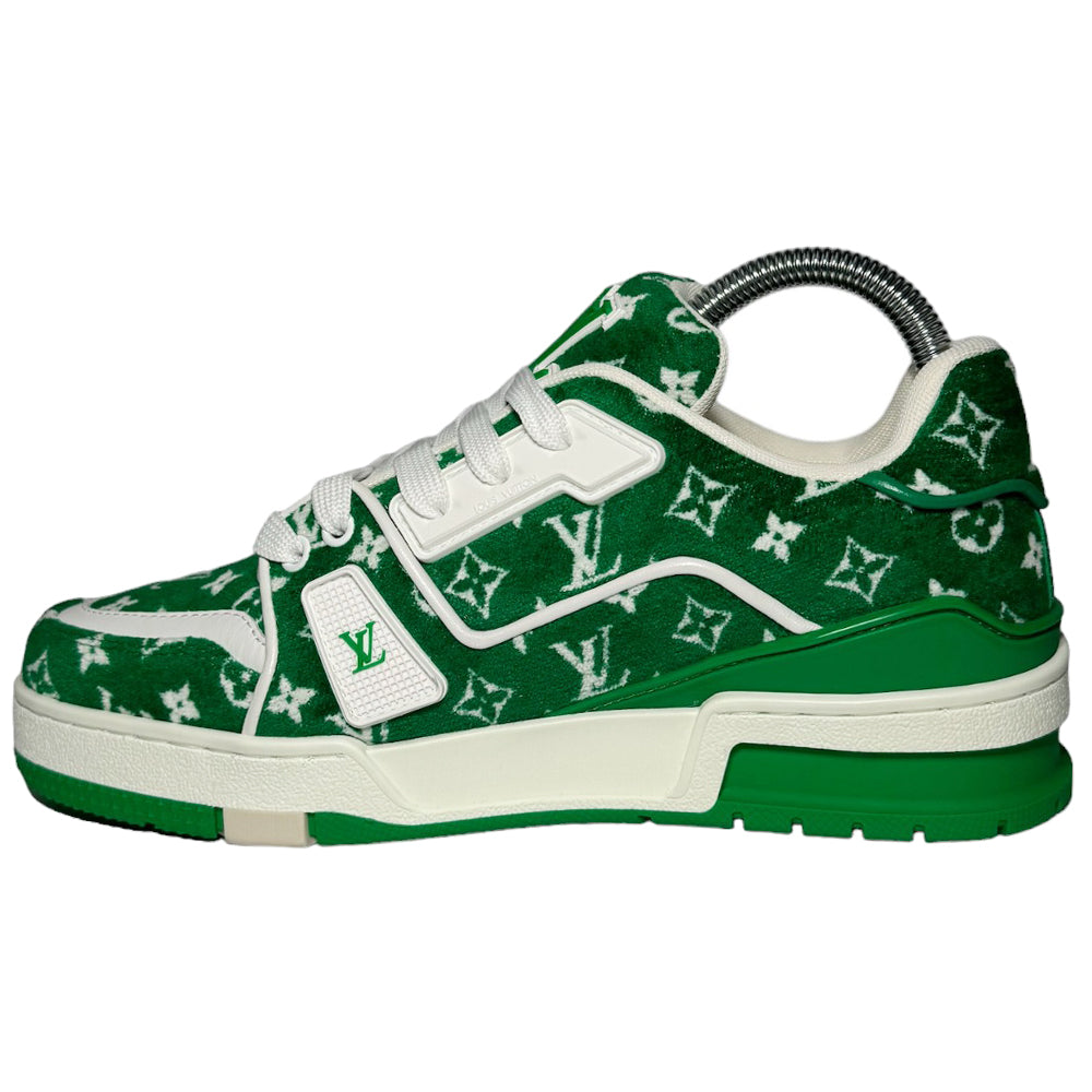 LOUIS VUITTON LV Baskets Femme Vert Blanc Taille 3 UK LHQ186