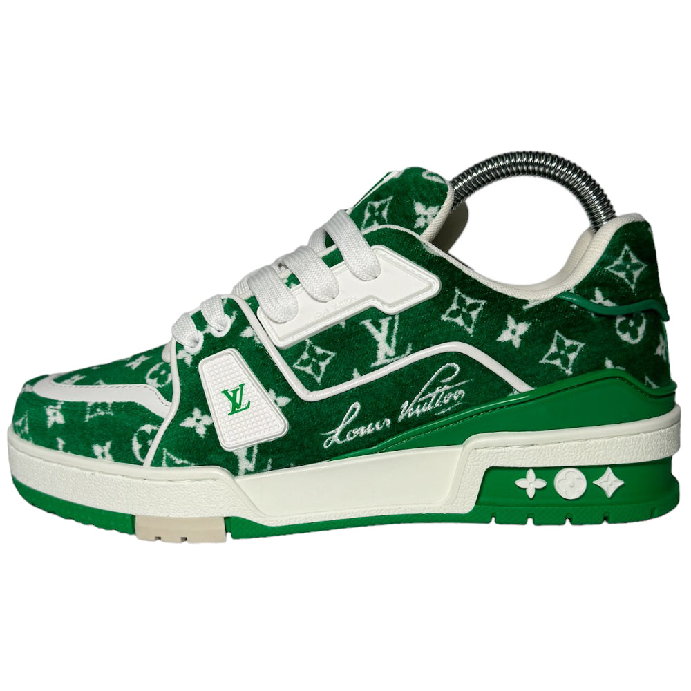 LOUIS VUITTON LV Baskets Femme Vert Blanc Taille 3 UK LHQ186