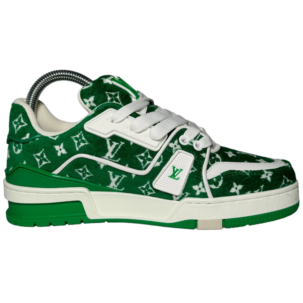 LOUIS VUITTON LV Baskets Femme Vert Blanc Taille 3 UK LHQ186