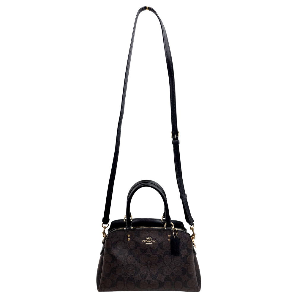 COACH Lillie Carryall Dark Brown Signature Hand Shoulder Bag LHQ1871