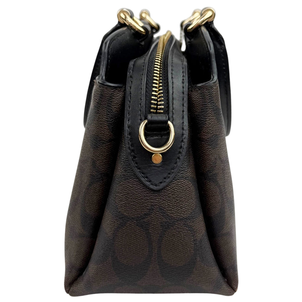 COACH Lillie Carryall Dark Brown Signature Hand Shoulder Bag LHQ1871