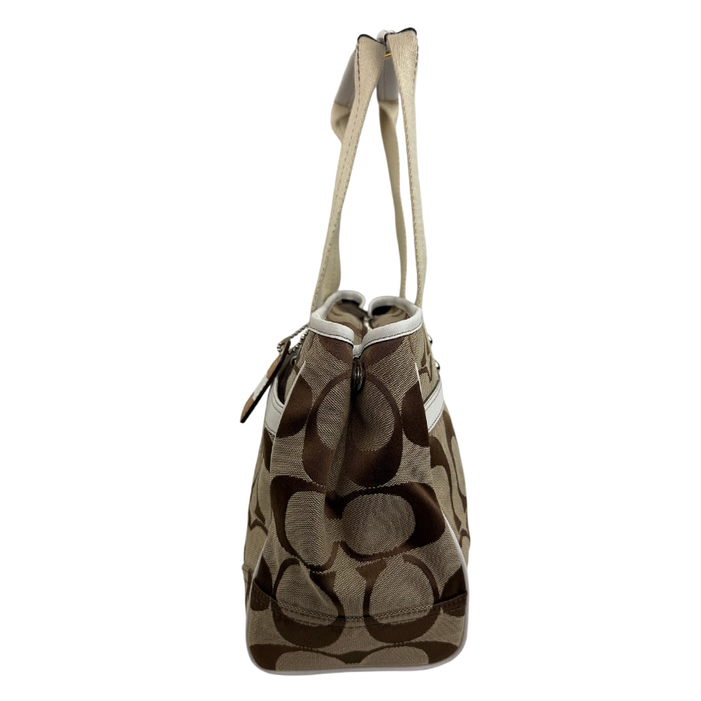 COACH Signature Canvas Beige Tote Shoulder Bag LHQ1873