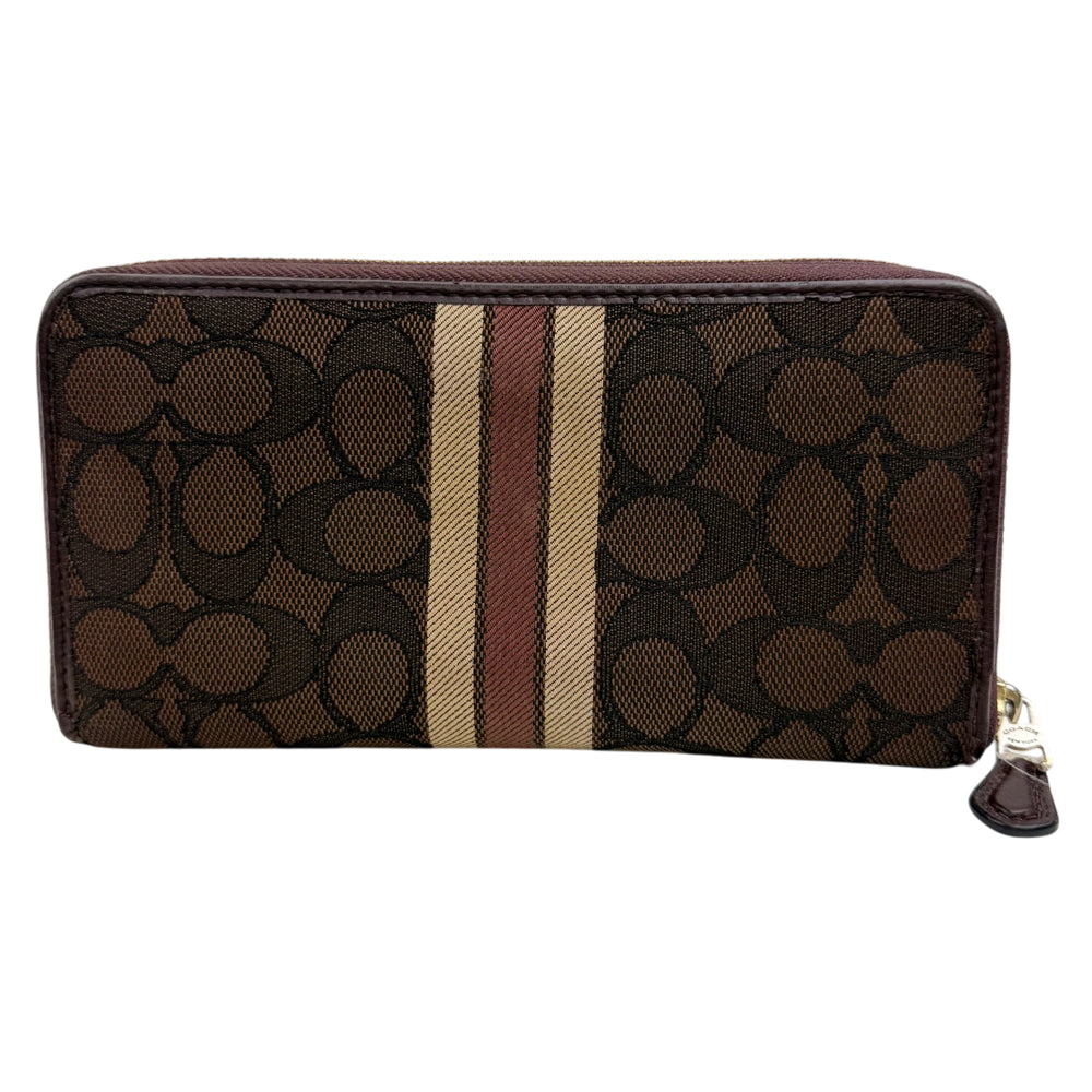 COACH Signature Canvas Dark Brown Heritage Stripe Purse LHQ1880
