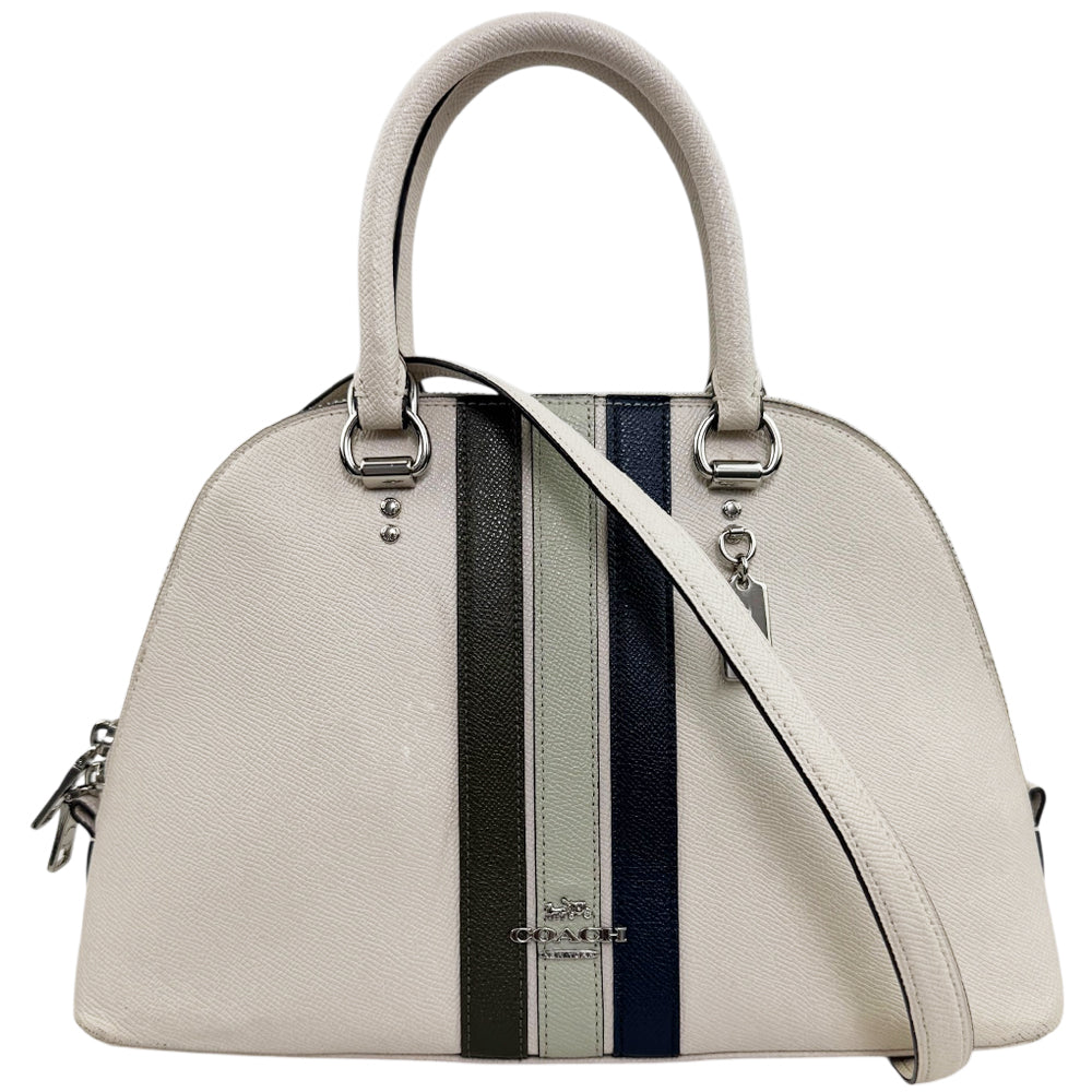 COACH Katy Satchel Varsity Stripe White Shoulder Hand Bag LHQ1883