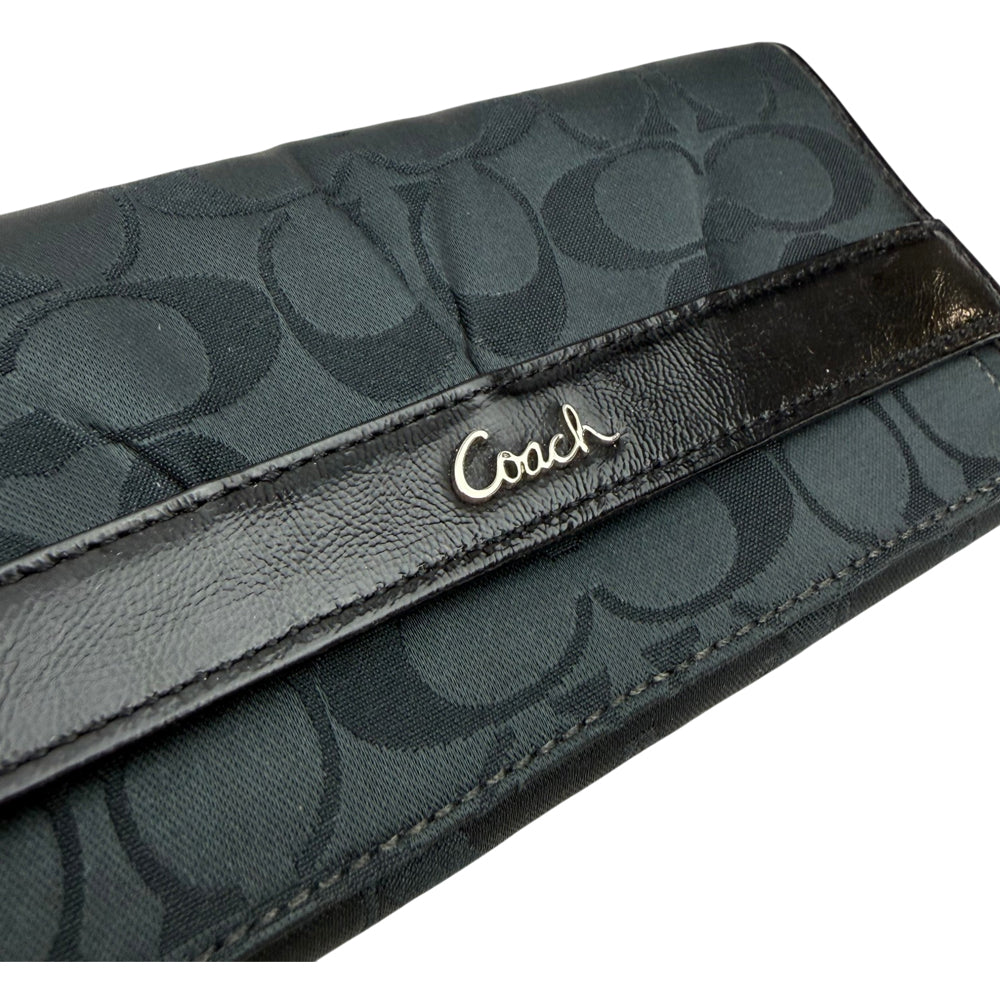 COACH Signature Canvas Black Purse Wallet LHQ1888