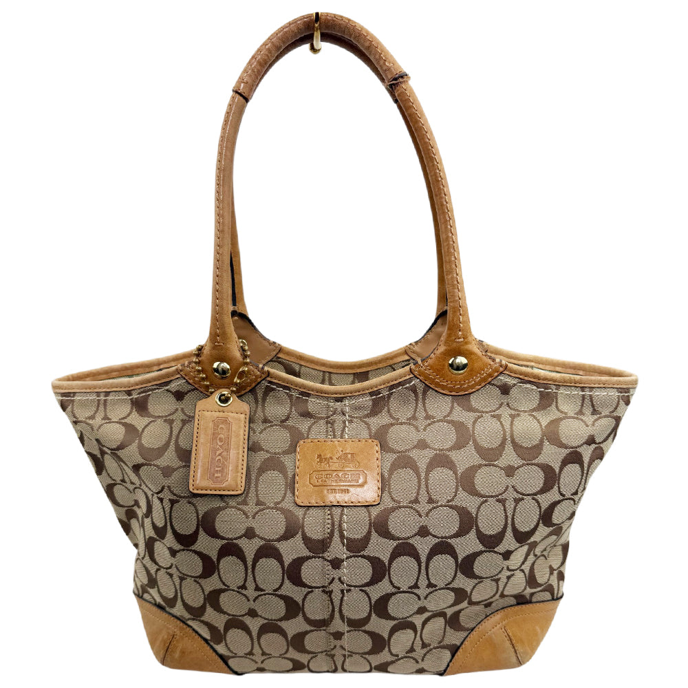 COACH Bleeker Signature Canvas Brown Tote Shoulder Bag LHQ1890
