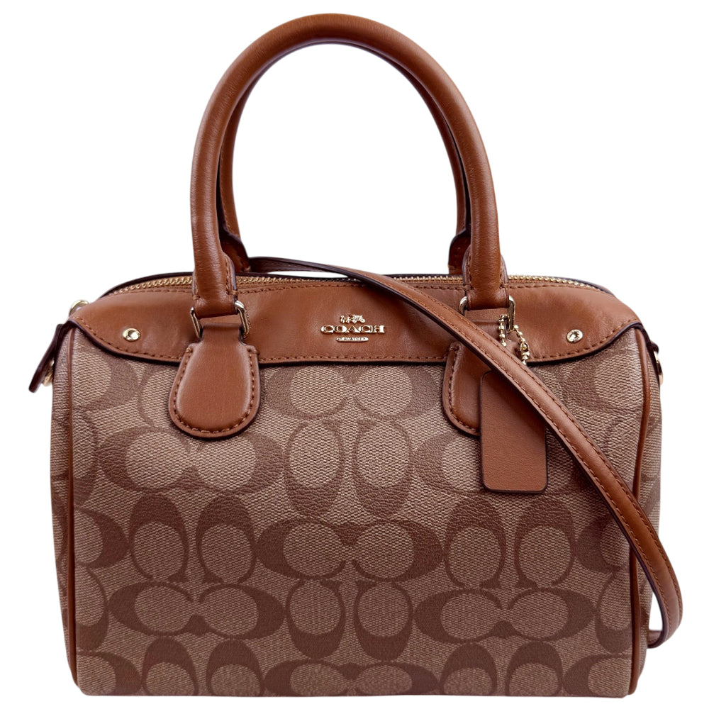 COACH Mini Bennet Brown Signature 2 Way Crossbody Hand Bag LHQ1891