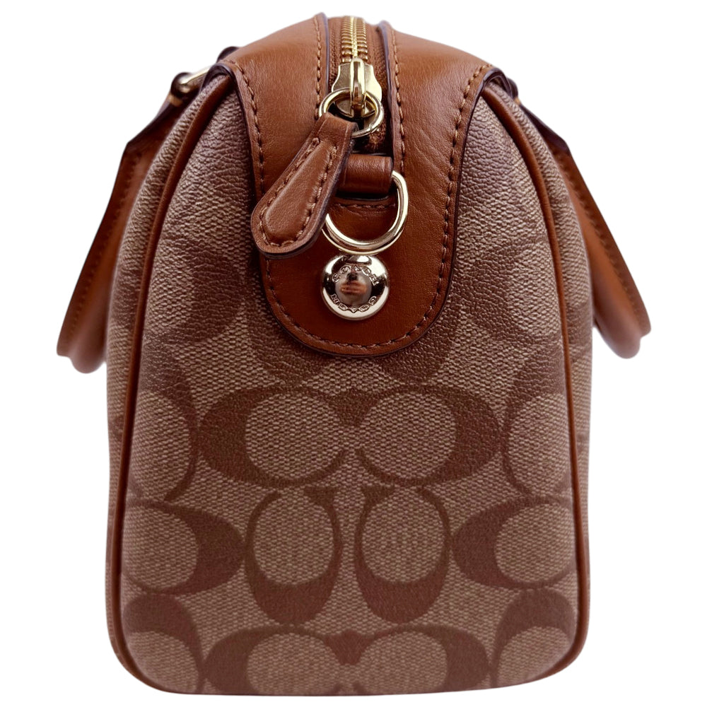 COACH Mini Bennet Brown Signature 2 Way Crossbody Hand Bag LHQ1891
