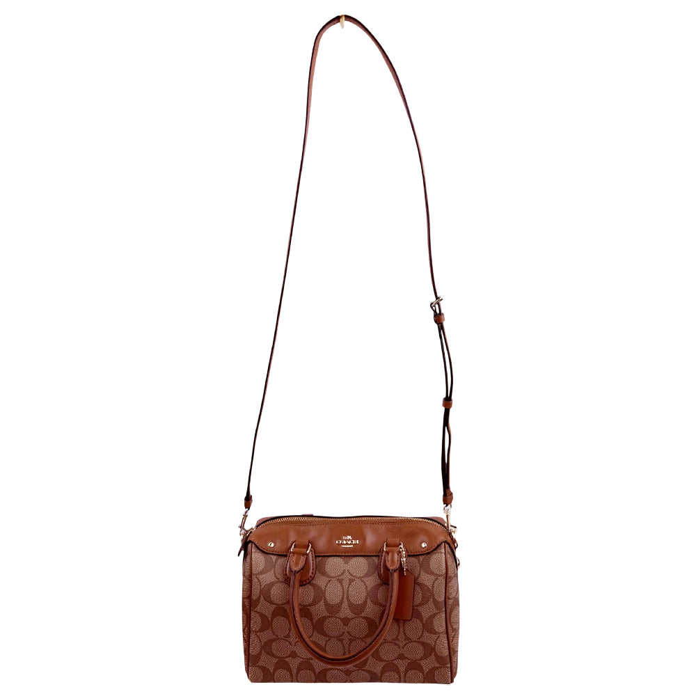 COACH Mini Bennet Brown Signature 2 Way Crossbody Hand Bag LHQ1891