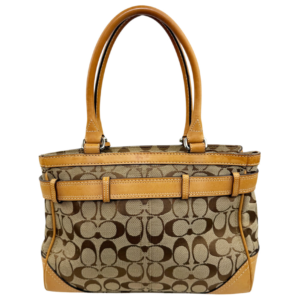 COACH Hampton Brown Signature Canvas and Leather Hand Bag LHQ1896
