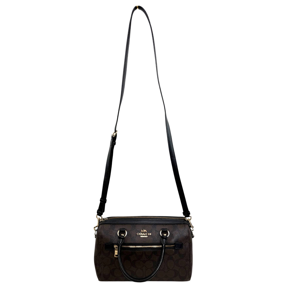 COACH Rowan Signature Dark Brown Shoulder Hand Bag LHQ1900