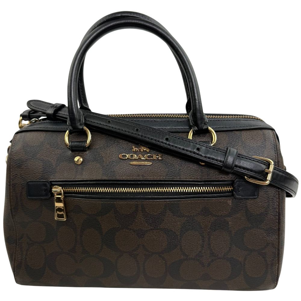 COACH Rowan Signature Dark Brown Shoulder Hand Bag LHQ1900