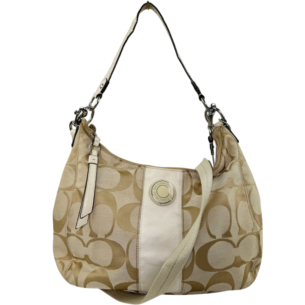COACH Signature Cream Shoulder Hobo Bag LHQ1906