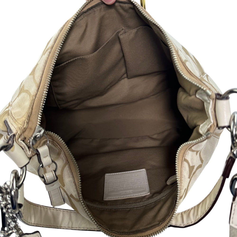 COACH Signature Cream Shoulder Hobo Bag LHQ1906