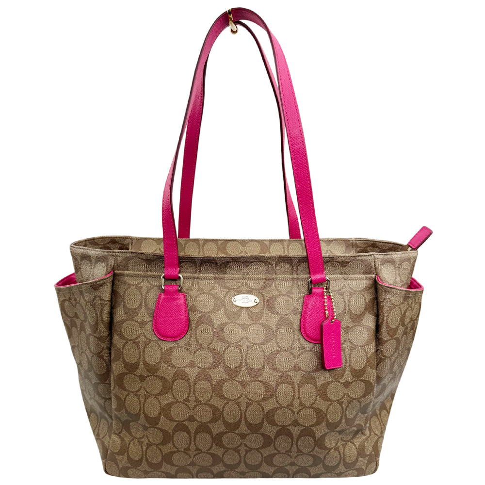 COACH Baby Diaper Signature Canvas Brown Shoulder Bag LHQ1907