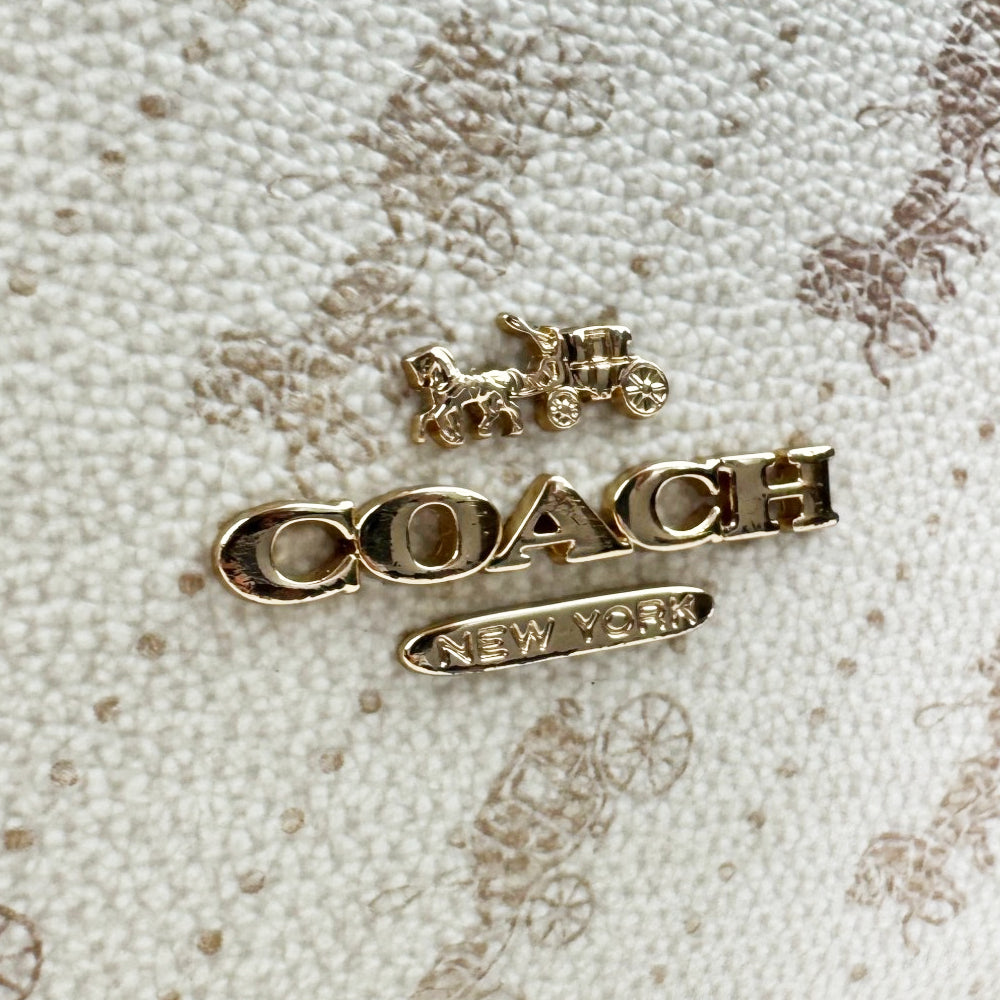 COACH 'Horse & Carriage' White Canvas Tote Bag Shoulder Bag LHQ1908