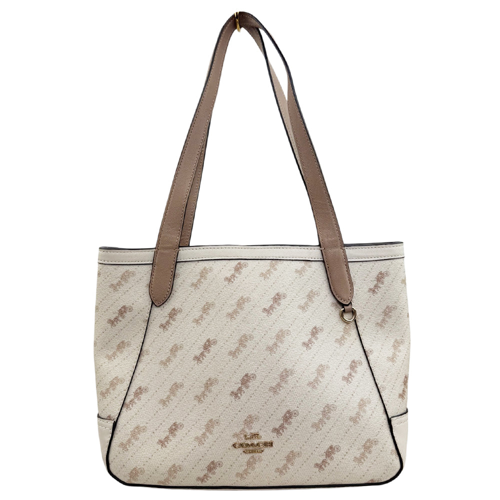 COACH 'Horse & Carriage' White Canvas Tote Bag Shoulder Bag LHQ1908