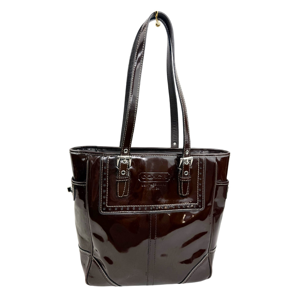 COACH Brown Patent Leather Tote Shoulder Bag LHQ1911