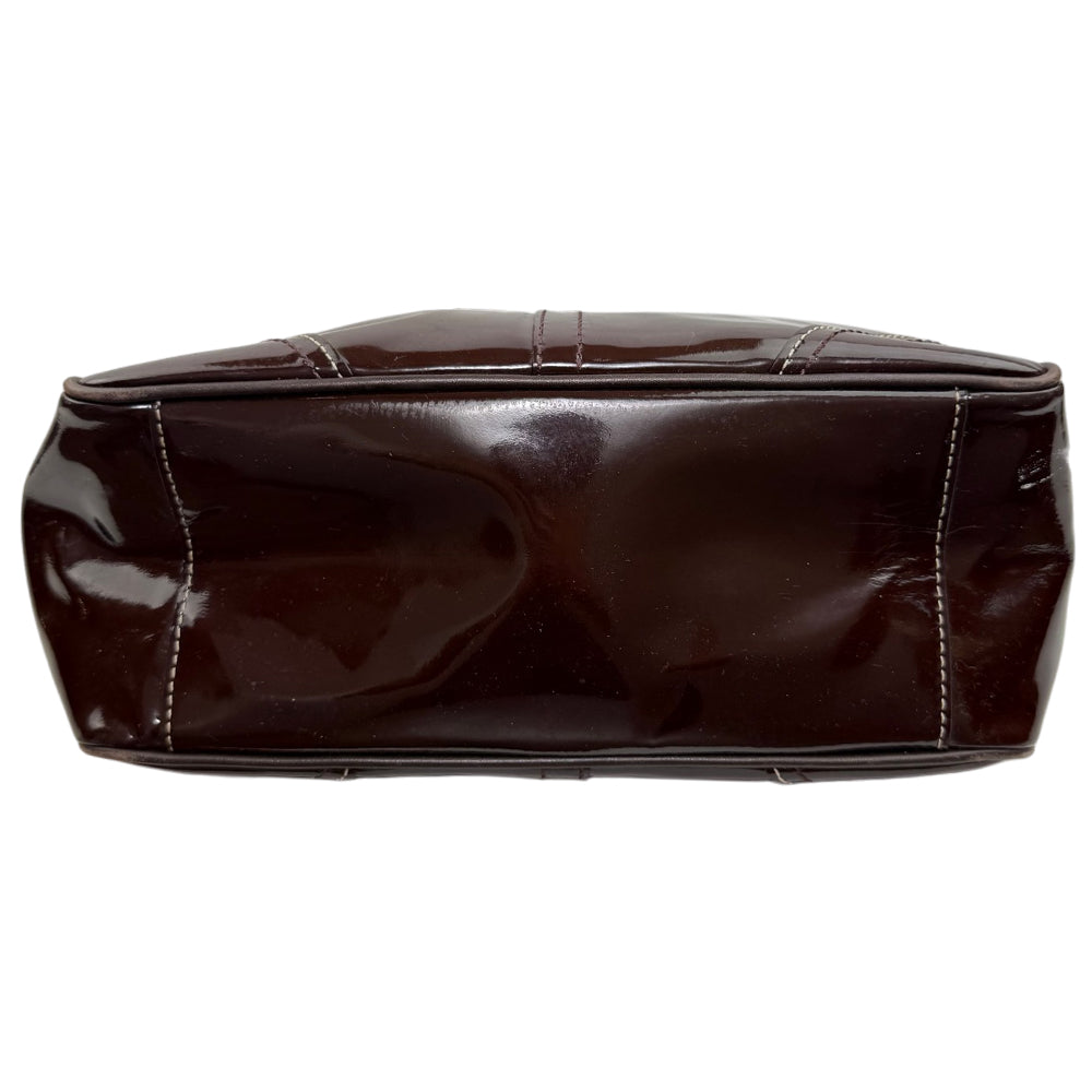 COACH Brown Patent Leather Tote Shoulder Bag LHQ1911