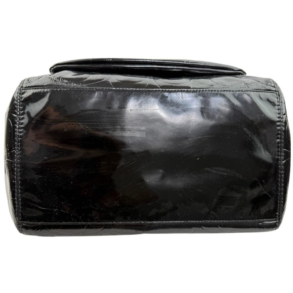 COACH Leah Black Patent Leather Shoulder Tote Bag LHQ1913