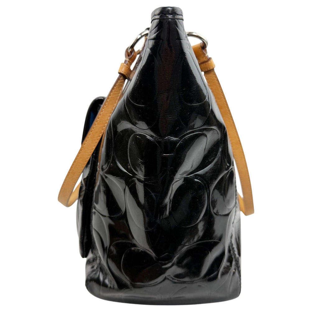COACH Leah Black Patent Leather Shoulder Tote Bag LHQ1913
