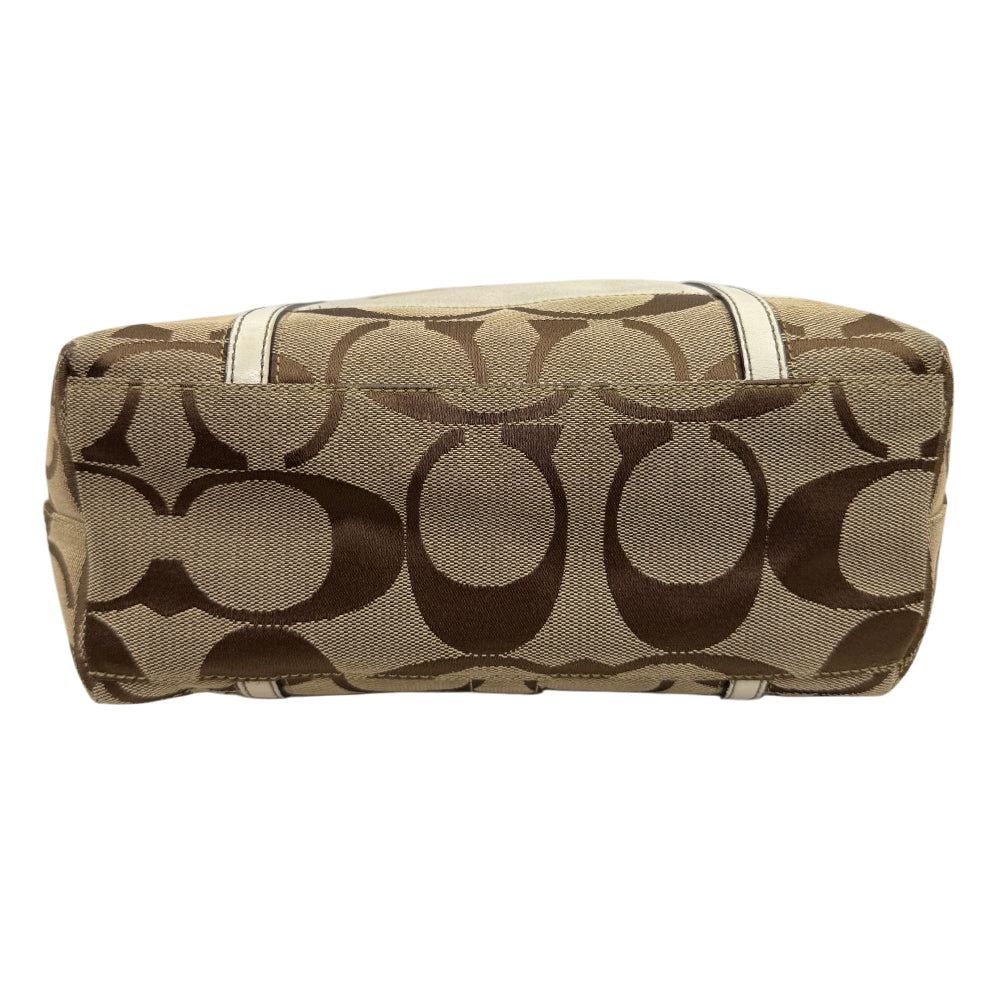 COACH Signature Canvas Stripe Tote Shoulder Bag LHQ1915