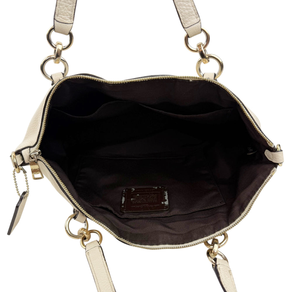COACH Ava White Leather Tote Shoulder Bag LHQ1918