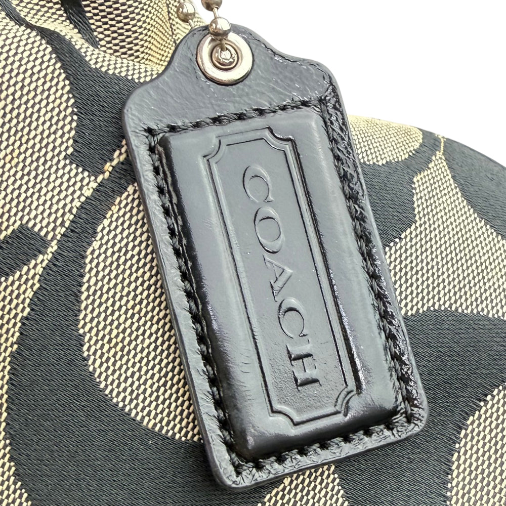 COACH Signature Canvas Black Stripe Hobo Shoulder Bag LHQ1919