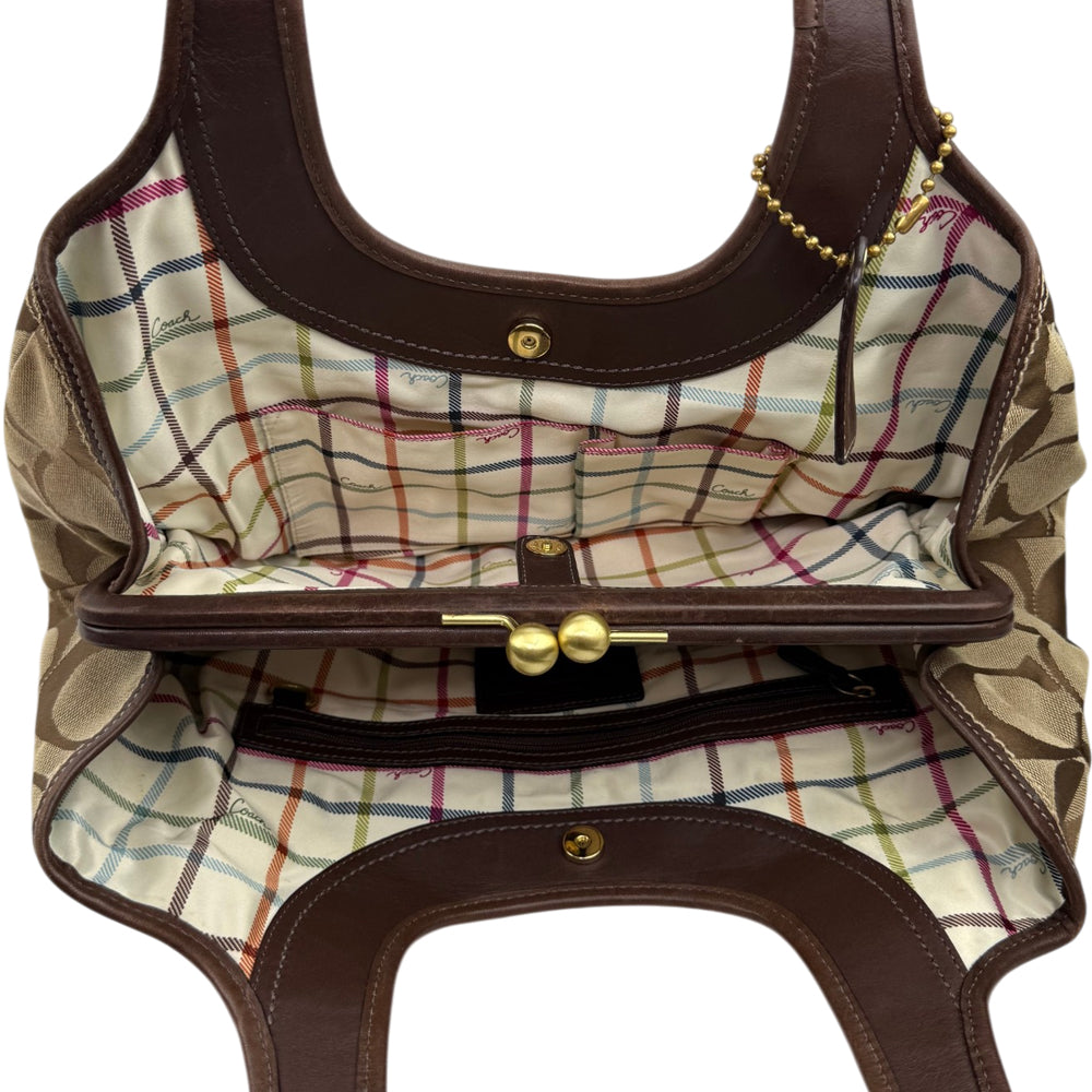 COACH Ergo Signature Canvas Brown Shoulder Bag LHQ1921