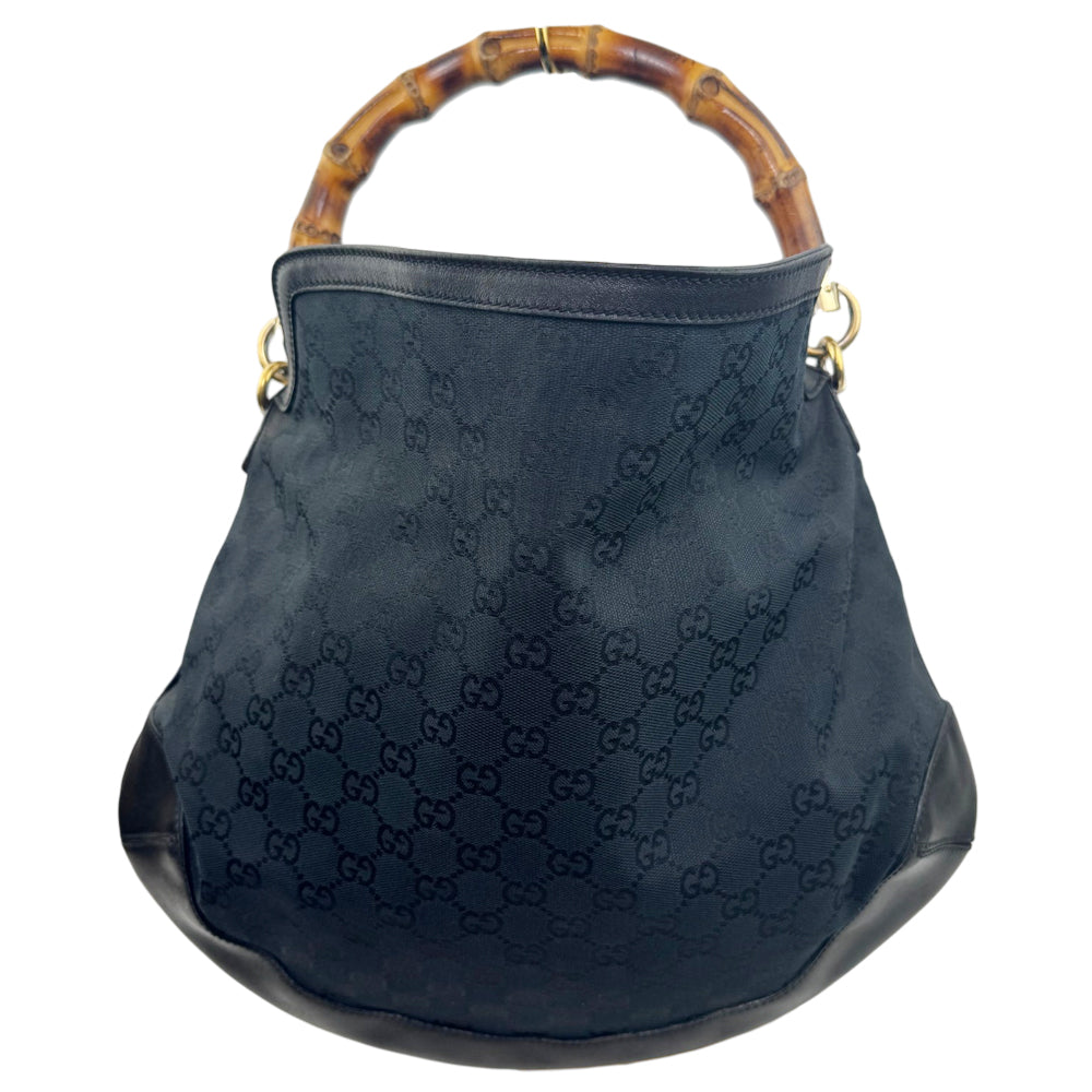 GUCCI Peggy Black GG Bamboo Shoulder Hand Bag LHQ1924