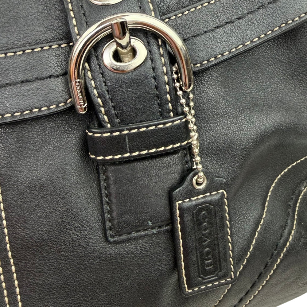 COACH Soho Hampton Black Signature Shoulder Bag LHQ1956