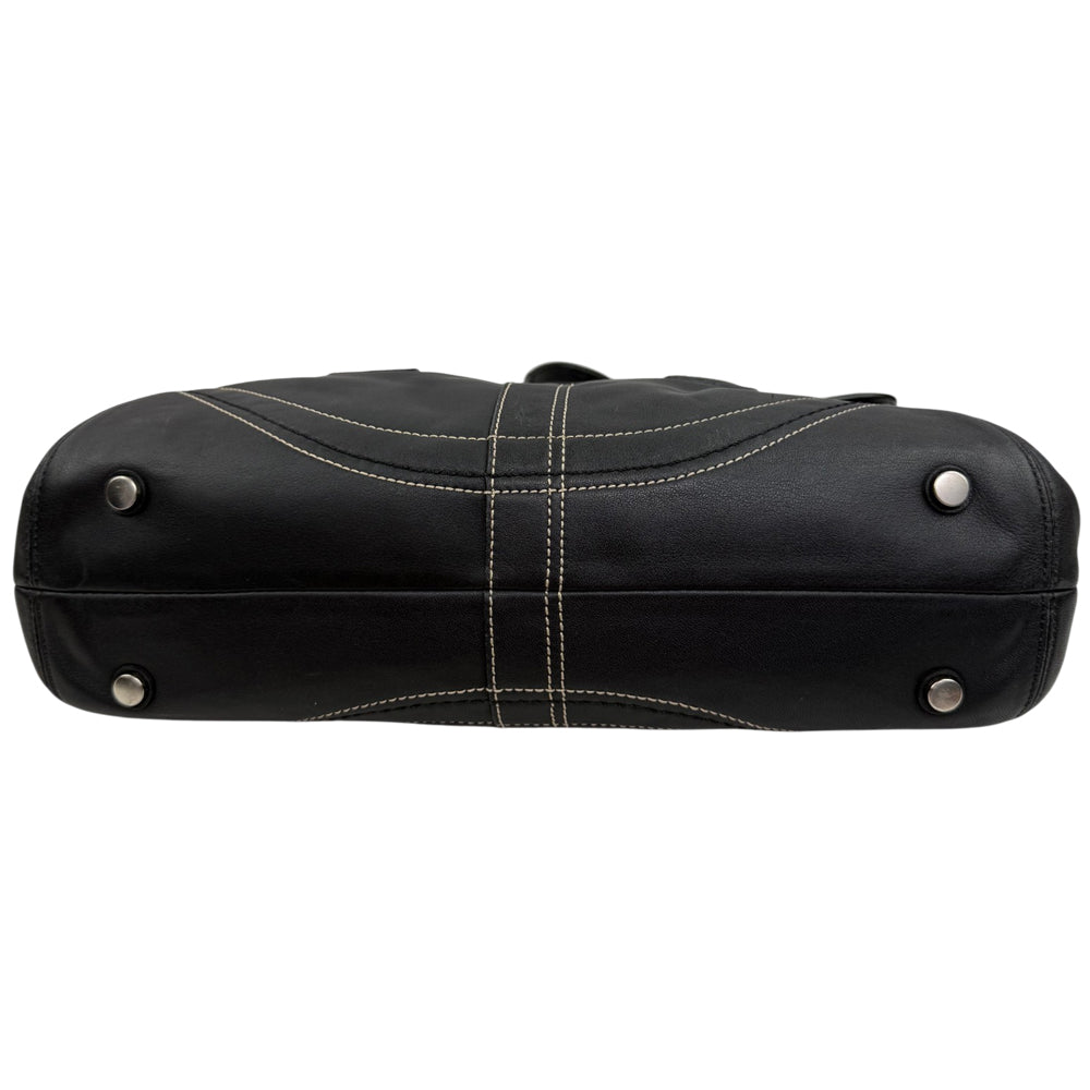 COACH Soho Hampton Black Signature Shoulder Bag LHQ1956