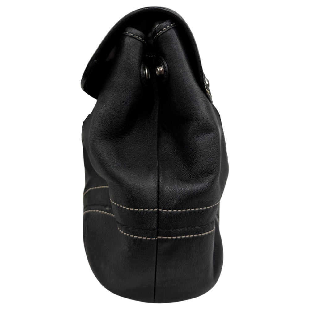 COACH Soho Hampton Black Signature Shoulder Bag LHQ1956