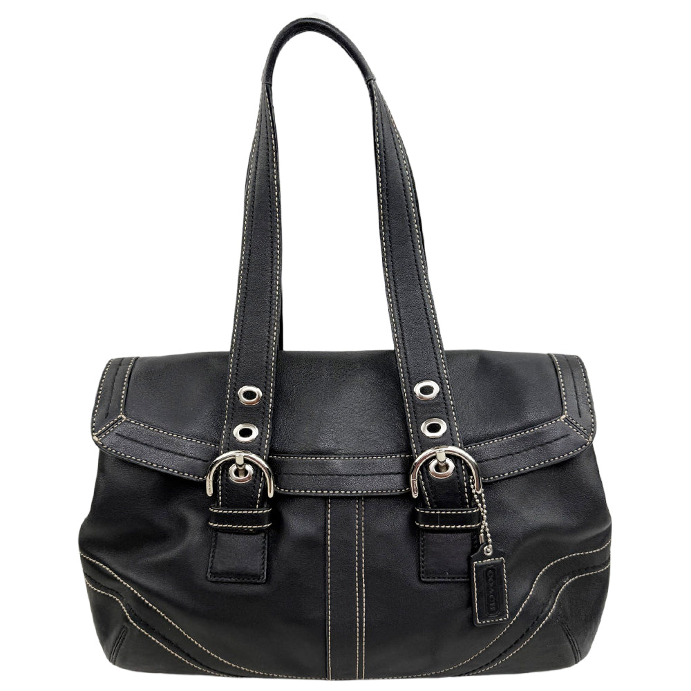 COACH Soho Hampton Black Signature Shoulder Bag LHQ1956