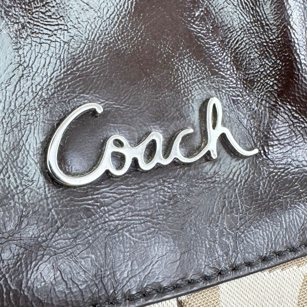 COACH Ashley Signature Beige Canvas Shoulder Bag LHQ1959