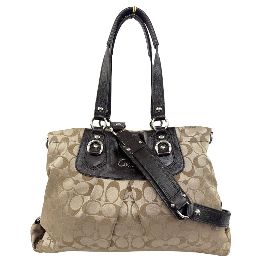 COACH Ashley Signature Beige Canvas Shoulder Bag LHQ1959