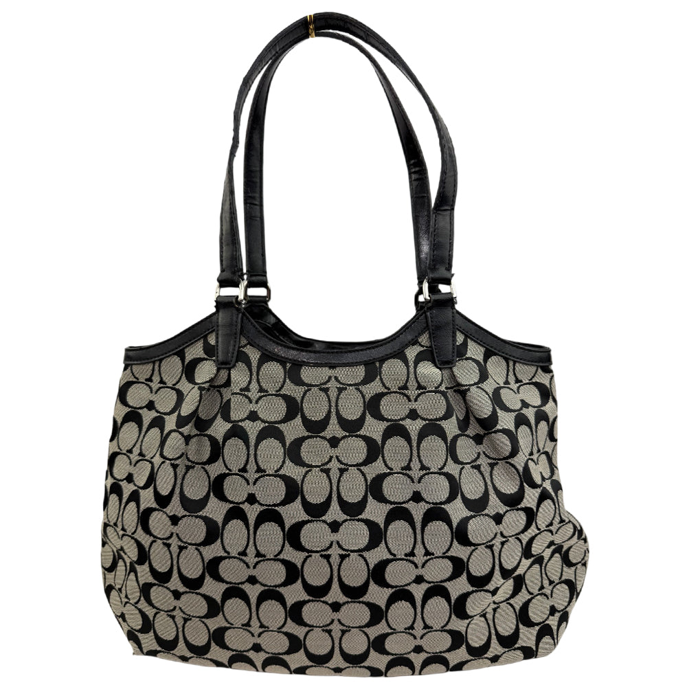 COACH Devin Signature Grey Canvas Shoulder Bag LHQ1961