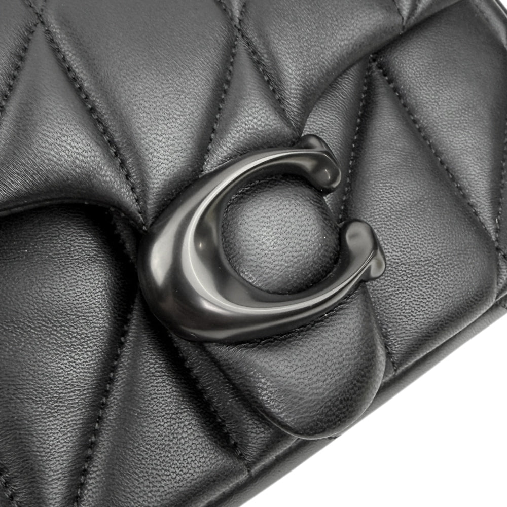COACH Tabby Black Leather Quilted Shoulder Bag LHQ1963