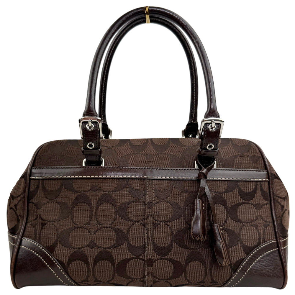 COACH Signature Dark Brown Boston Bag LHQ1966