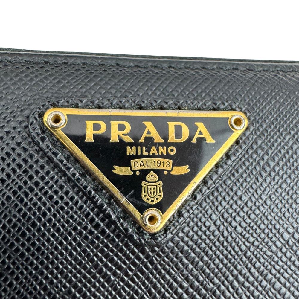 PRADA Saffiano Black Leather Wallet Purse LHQ1967