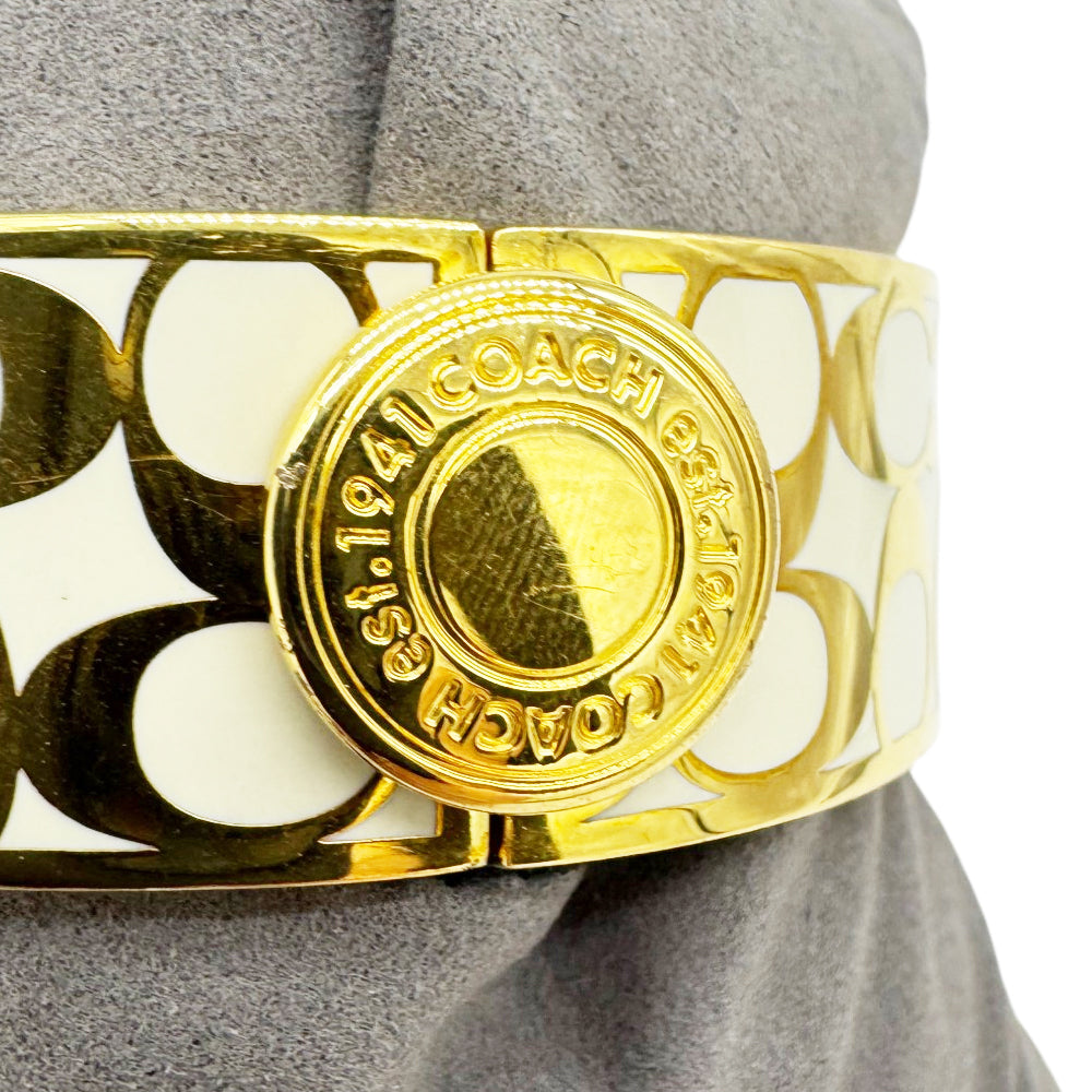 COACH Gold Enamel Bangle Bracelet LHQ1969